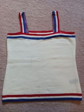 Womens Knit Tanktop - red, white & blue detail
